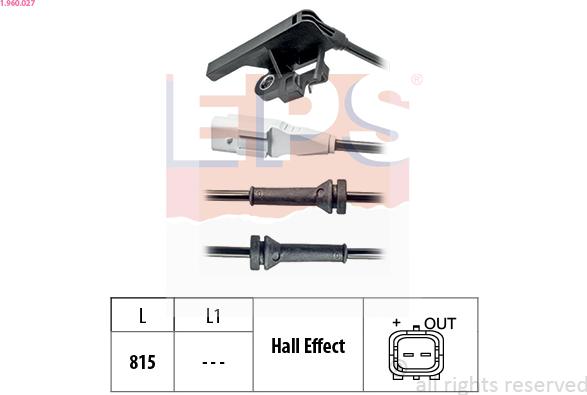 EPS 1.960.027 - Sensore, N° giri ruota www.autoricambit.com