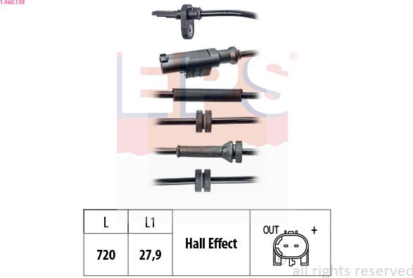 EPS 1.960.139 - Sensore, N° giri ruota www.autoricambit.com