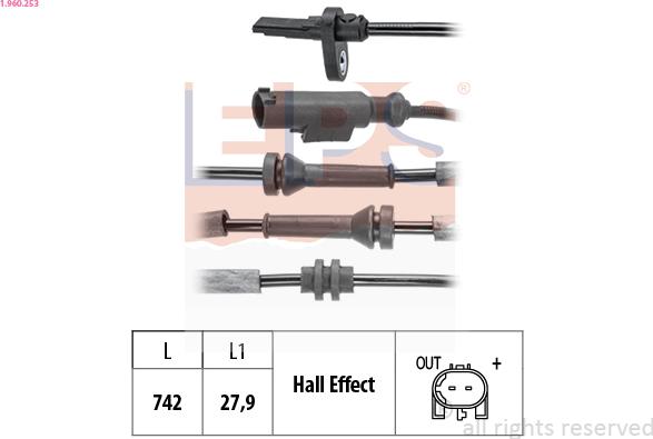 EPS 1.960.253 - Sensore, N° giri ruota www.autoricambit.com