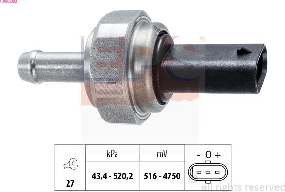 EPS 1.980.002 - Sensore, Pressione gas scarico www.autoricambit.com