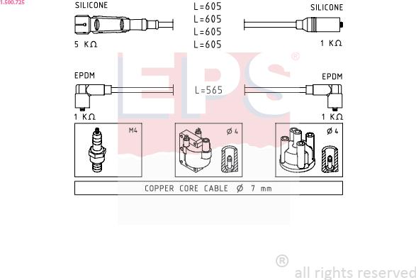 EPS 1.500.725 - Kit cavi accensione www.autoricambit.com