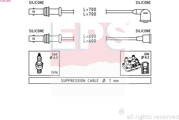 EPS 1.501.835 - Kit cavi accensione www.autoricambit.com