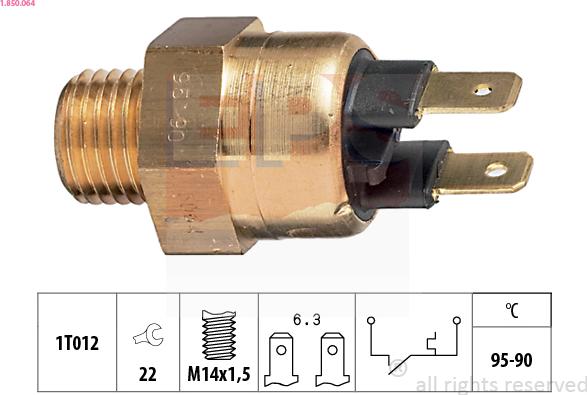 EPS 1.850.064 - Termostato, ventola del radiatore / climatizzatore www.autoricambit.com