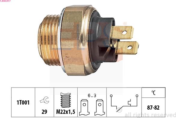 EPS 1.850.017 - Termostato, ventola del radiatore / climatizzatore www.autoricambit.com