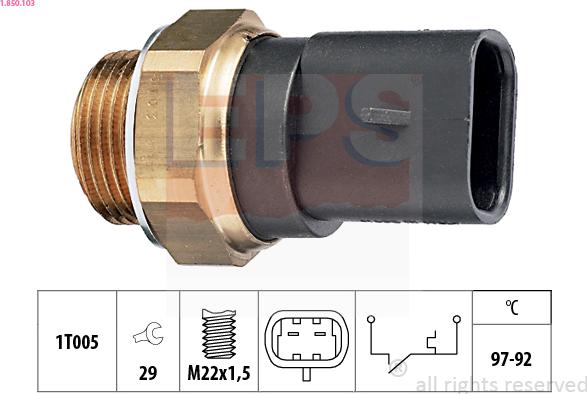 EPS 1.850.103 - Termostato, ventola del radiatore / climatizzatore www.autoricambit.com