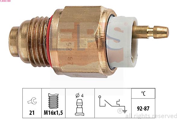 EPS 1.850.180 - Termostato, ventola del radiatore / climatizzatore www.autoricambit.com