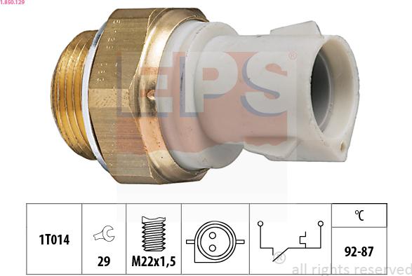 EPS 1.850.129 - Termostato, ventola del radiatore / climatizzatore www.autoricambit.com