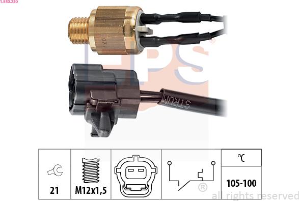 EPS 1.850.220 - Termostato, ventola del radiatore / climatizzatore www.autoricambit.com