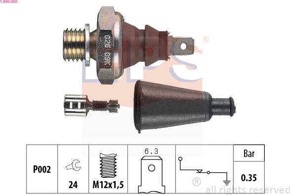 EPS 1.800.060 - Sensore, Pressione olio www.autoricambit.com