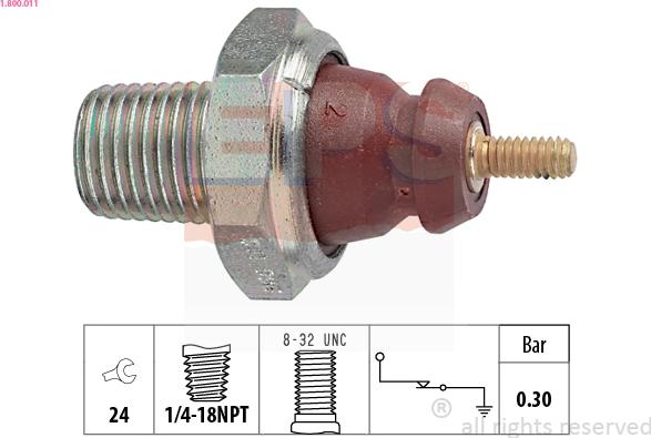 EPS 1.800.011 - Sensore, Pressione olio www.autoricambit.com