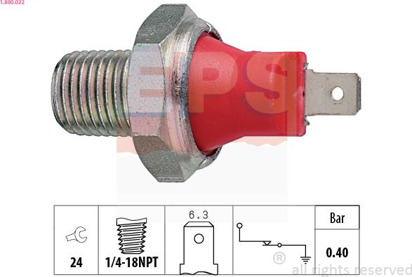 EPS 1.800.032 - Sensore, Pressione olio www.autoricambit.com