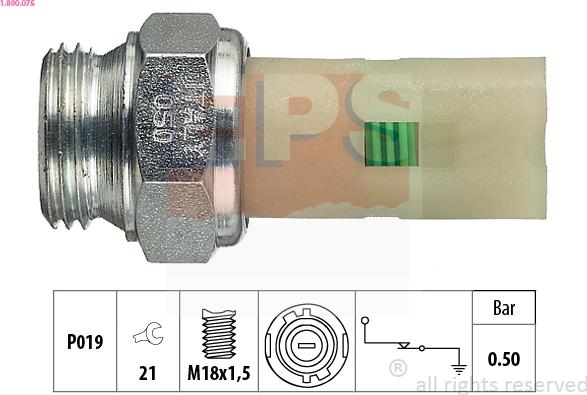 EPS 1.800.075 - Sensore, Pressione olio www.autoricambit.com