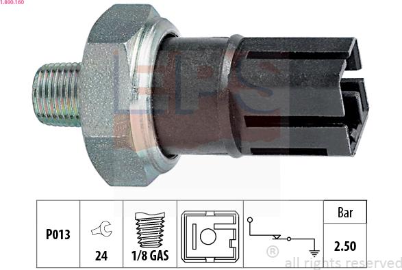 EPS 1.800.160 - Sensore, Pressione olio www.autoricambit.com