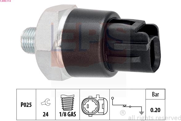 EPS 1.800.114 - Sensore, Pressione olio www.autoricambit.com