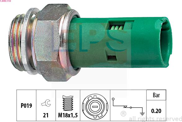 EPS 1.800.110 - Sensore, Pressione olio www.autoricambit.com