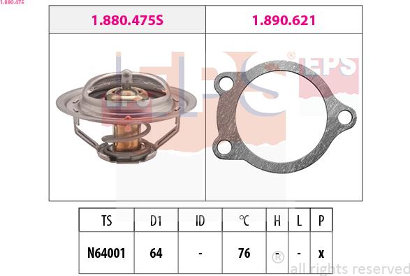 EPS 1.880.475 - Termostato, Refrigerante www.autoricambit.com