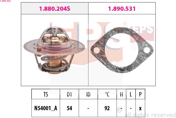 EPS 1.880.204 - Termostato, Refrigerante www.autoricambit.com