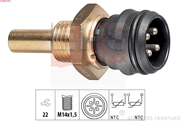 EPS 1.830.151 - Sensore, Temperatura refrigerante www.autoricambit.com