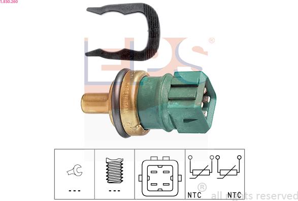 EPS 1.830.260 - Sensore, Temperatura refrigerante www.autoricambit.com