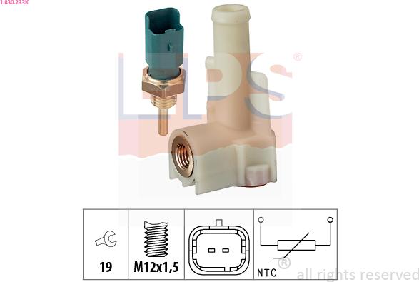 EPS 1.830.233K - Sensore, Temperatura refrigerante www.autoricambit.com