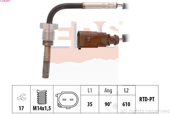 EPS 1.220.067 - Sensore, Temperatura gas scarico www.autoricambit.com