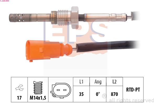 EPS 1.220.005 - Sensore, Temperatura gas scarico www.autoricambit.com