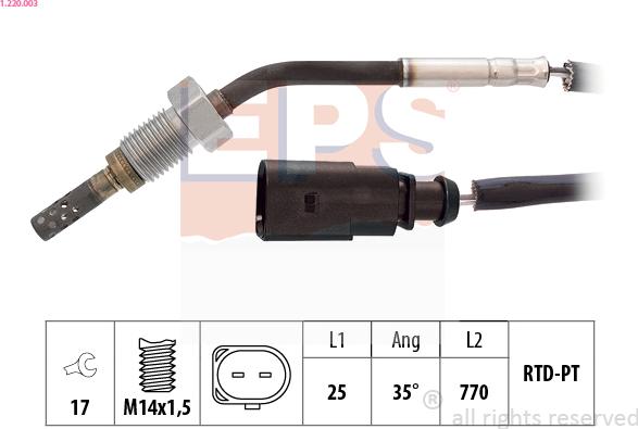 EPS 1.220.003 - Sensore, Temperatura gas scarico www.autoricambit.com