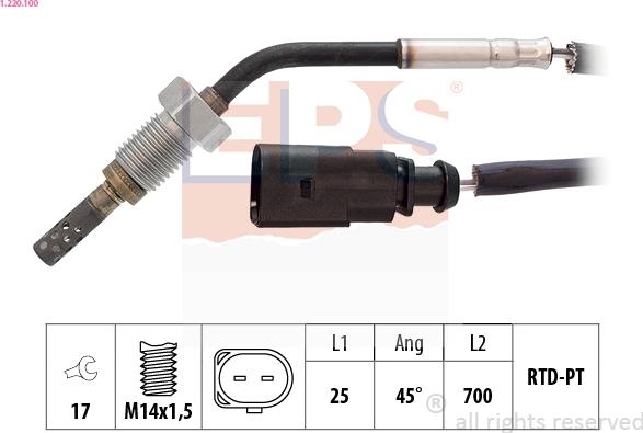 EPS 1.220.100 - Sensore, Temperatura gas scarico www.autoricambit.com