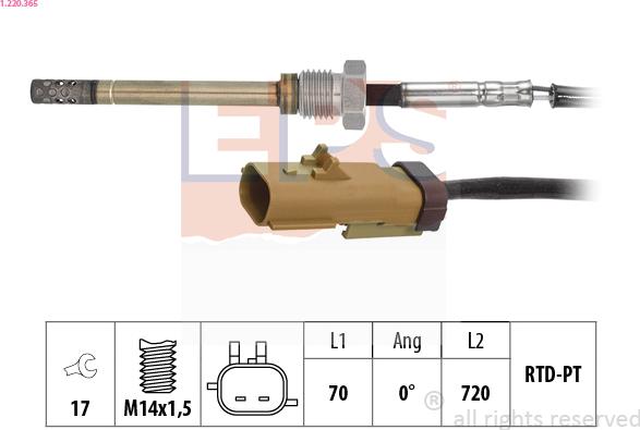 EPS 1.220.365 - Sensore, Temperatura gas scarico www.autoricambit.com