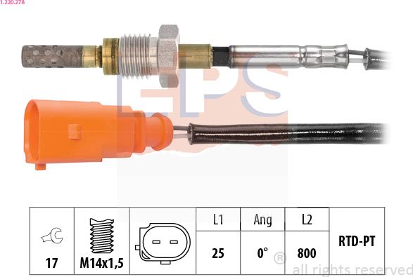 EPS 1.220.278 - Sensore, Temperatura gas scarico www.autoricambit.com