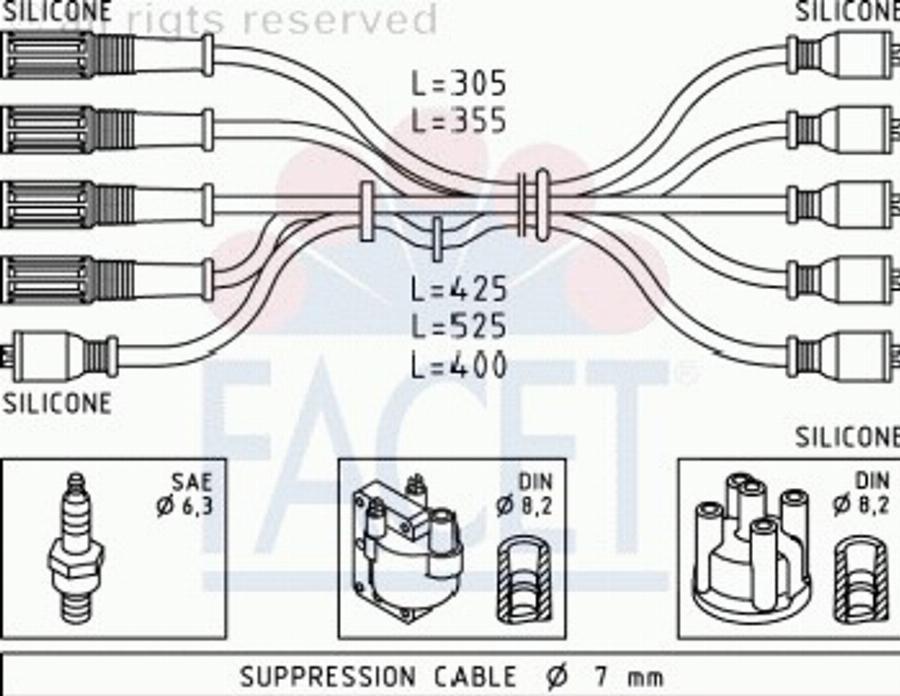 FACET 4.8425 - Kit cavi accensione www.autoricambit.com