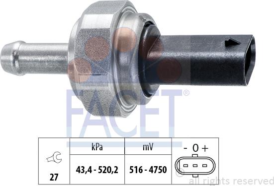 FACET 25.0002 - Sensore, Pressione gas scarico www.autoricambit.com