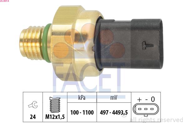 FACET 25.0014 - Sensore, Pressione olio www.autoricambit.com