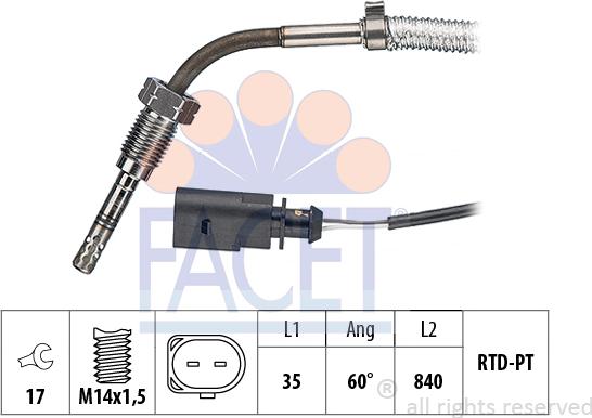 FACET 22.0099 - Sensore, Temperatura gas scarico www.autoricambit.com