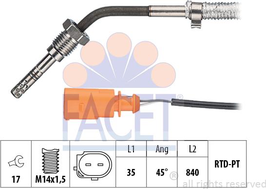 FACET 22.0096 - Sensore, Temperatura gas scarico www.autoricambit.com