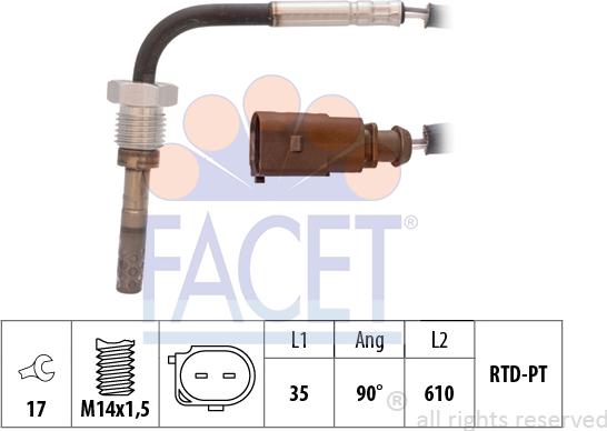 FACET 22.0067 - Sensore, Temperatura gas scarico www.autoricambit.com