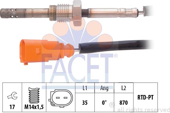 FACET 22.0005 - Sensore, Temperatura gas scarico www.autoricambit.com