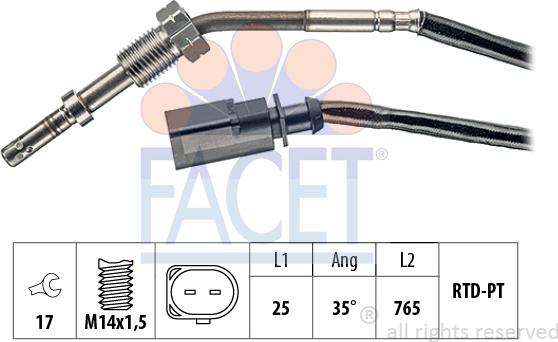 FACET 22.0003 - Sensore, Temperatura gas scarico www.autoricambit.com