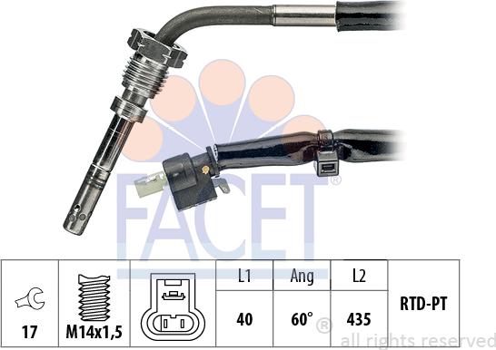 FACET 22.0084 - Sensore, Temperatura gas scarico www.autoricambit.com