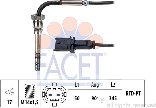 FACET 22.0167 - Sensore, Temperatura gas scarico www.autoricambit.com