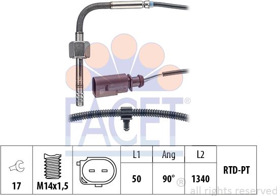 FACET 22.0347 - Sensore, Temperatura gas scarico www.autoricambit.com