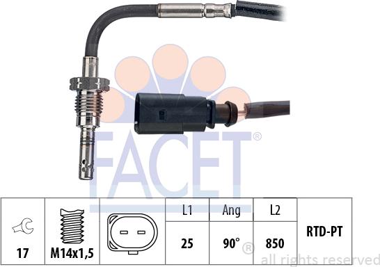 FACET 22.0291 - Sensore, Temperatura gas scarico www.autoricambit.com