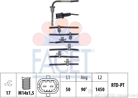 FACET 22.0211 - Sensore, Temperatura gas scarico www.autoricambit.com