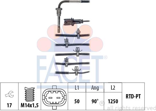 FACET 22.0213 - Sensore, Temperatura gas scarico www.autoricambit.com