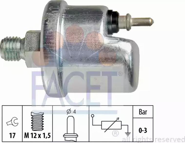 FACET 7.0630 - Sensore, Pressione olio www.autoricambit.com