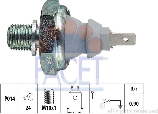 FACET 7.0095 - Sensore, Pressione olio www.autoricambit.com