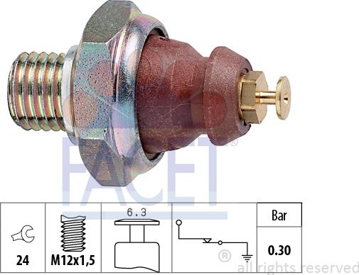 FACET 7.0052 - Sensore, Pressione olio www.autoricambit.com