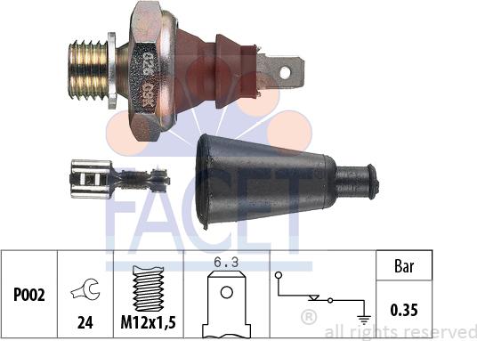 FACET 7.0060 - Sensore, Pressione olio www.autoricambit.com