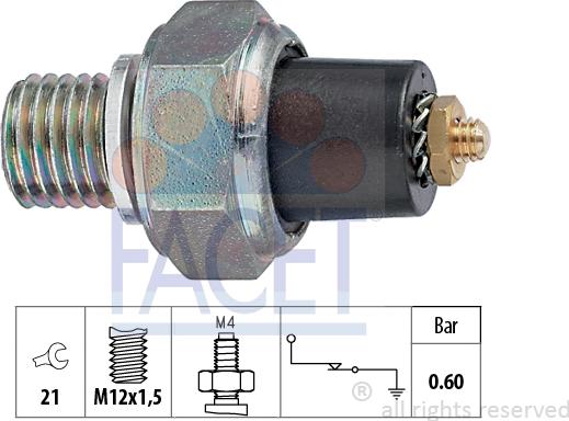 FACET 7.0020 - Sensore, Pressione olio www.autoricambit.com