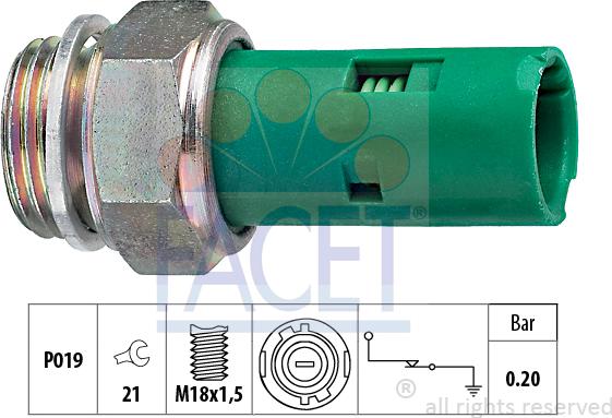 FACET 7.0110 - Sensore, Pressione olio www.autoricambit.com